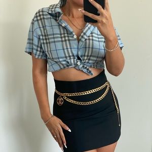 Vintage Burberry Blue Tartan Top